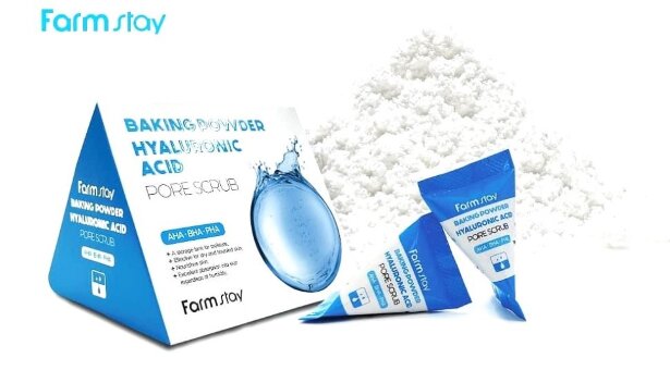 ОРИГИНАЛ!! Скраб для лица в пирамидках с содой FarmStay Baking Powder Hyaluronic Acid Pore Scrub, 1шт