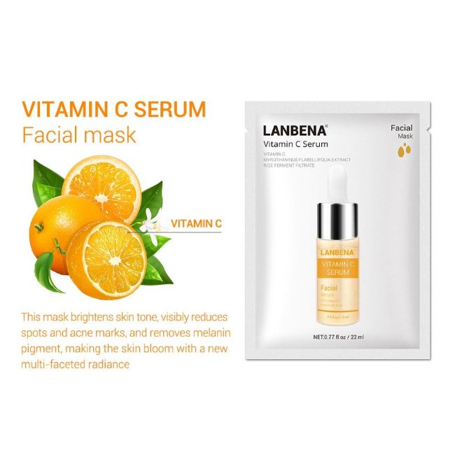 Осветляющая маска для лица тканевая LANBENA Vitamin C Serum 22мл