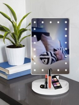 Зеркало косметическое для макияжа с LED подсветкой, USB-провод, белое