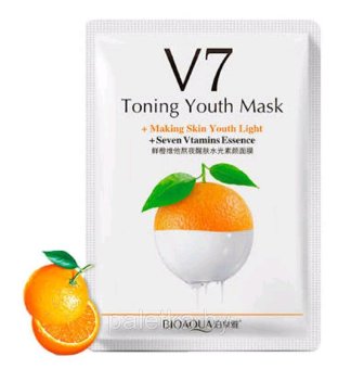 Увлажняющая маска BioAqua V7 Toning Youth Mask,Апельсин