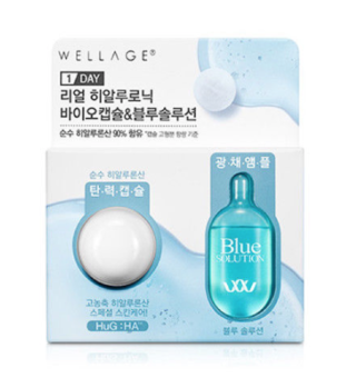 Увлажняющее средство для кожи WELLAGE Real Hyaluronic Bio Capsule & Blue Solution Kit (15mg + 2ml) K-beauty